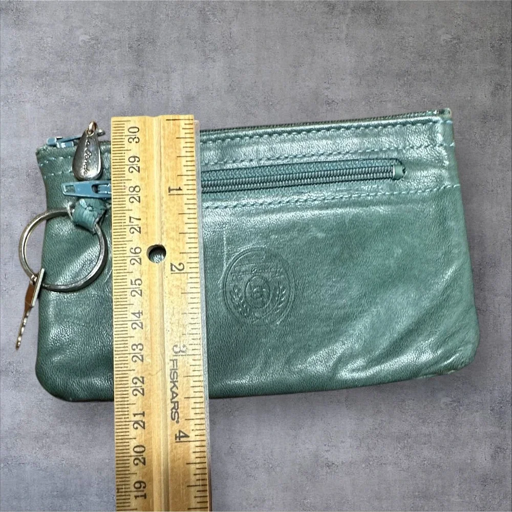 2 La Garde Leather Coin Purse Pouch Set  Green Good Vintage Kiss Lock‎ Key